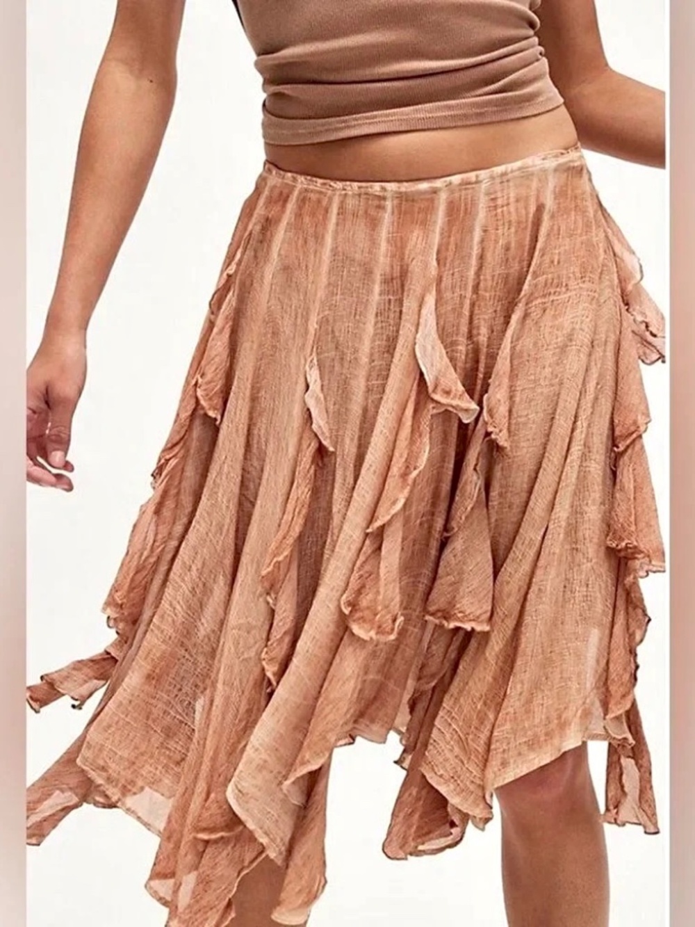 NEW FREE PEOPLE SUSANNA KNEE LENGTH MIDI SKIRT, MEDIUM